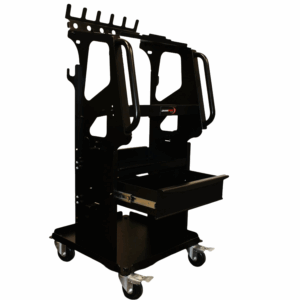 Professional workstation banner showing Flash Trolley FTR-1 specifications and benefits